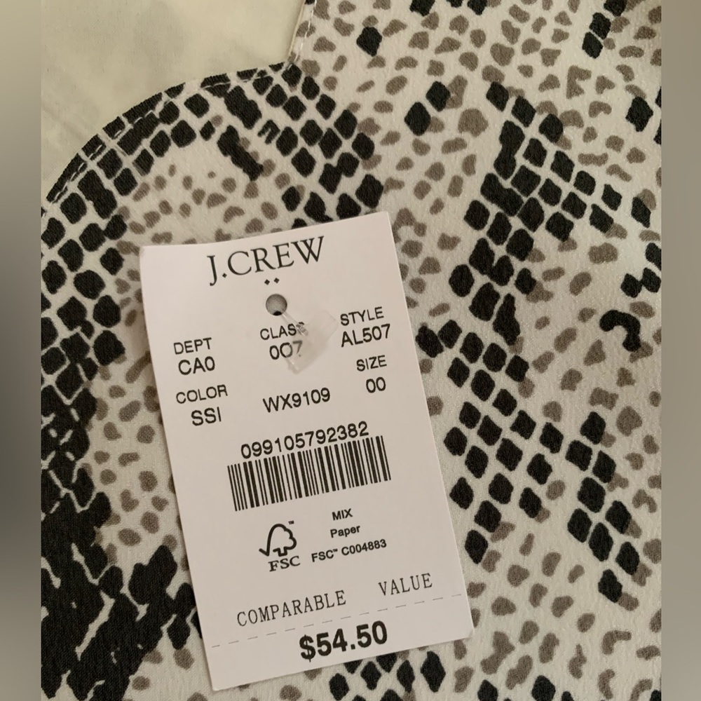 J. Crew Scallop Neck Snake Print Cami in Black & White - Picture 6 of 10